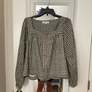 Emerson Fry Olive Gingham Top